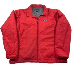 Vintage Patagonia Bomber Jacket L Red Lined Full Zip Coat Mens Outdoor Raincoat